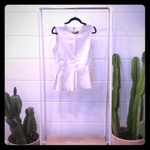White leather peplum top